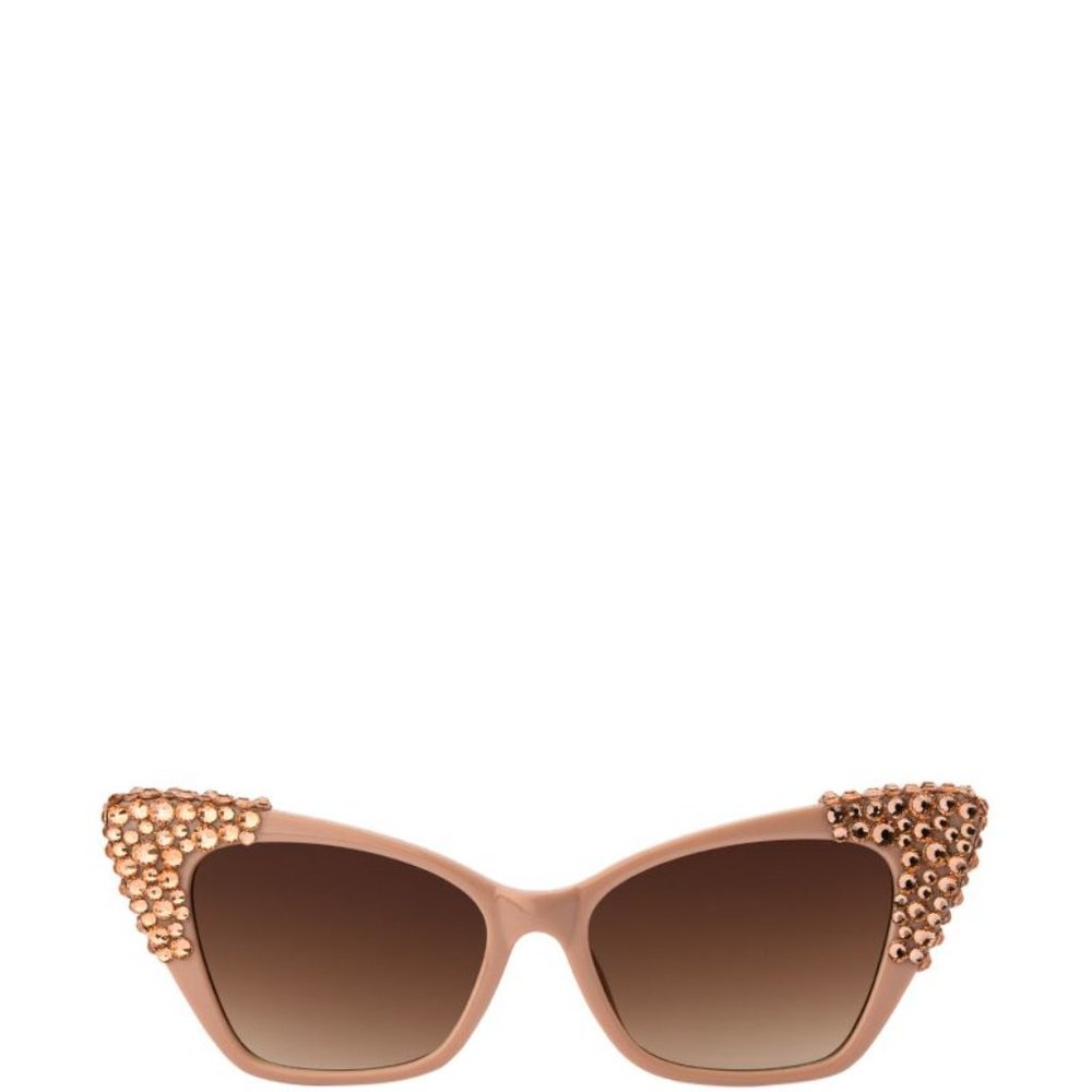 Callie Embellishing Eyes: Nude Rose Gold Rhinestone Sunglasses - Picture 5 of 5